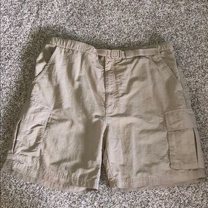 Lands End Mens Large Tan (Cargo Style) Swim Trunks